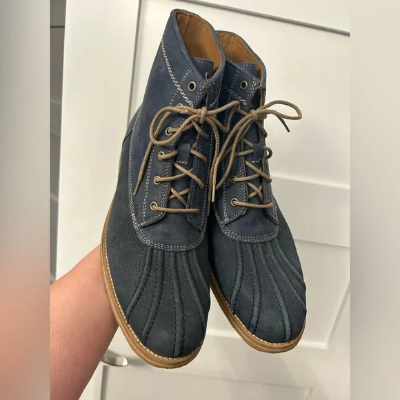 Johnston & Murphy Howell Duck Boots Navy Crepe Sole Waterproof Size 10